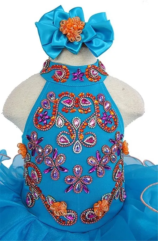 Halter Beaded Bodice Little Girl/Toddler/Infant Cupcake Pageant Dress