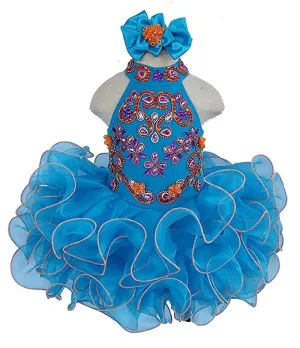 Halter Beaded Bodice Little Girl/Toddler/Infant Cupcake Pageant Dress