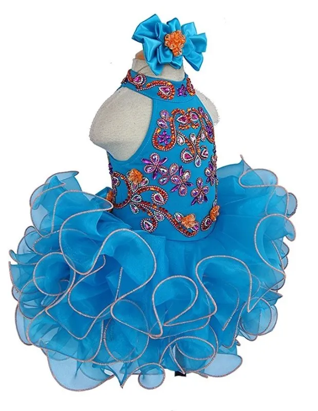 Halter Beaded Bodice Little Girl/Toddler/Infant Cupcake Pageant Dress