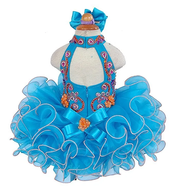 Halter Beaded Bodice Little Girl/Toddler/Infant Cupcake Pageant Dress