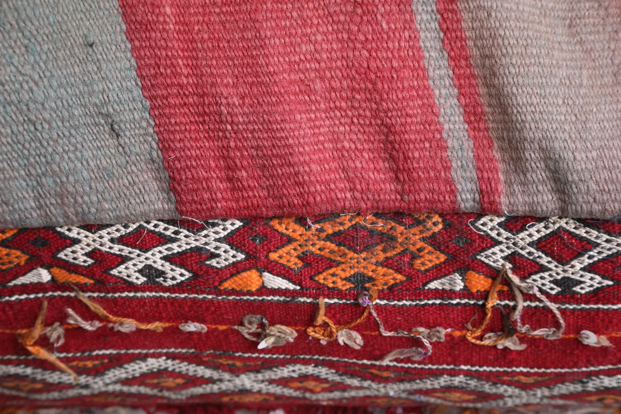 Hand Knotted berber Moroccan rug Pouf Ottoman