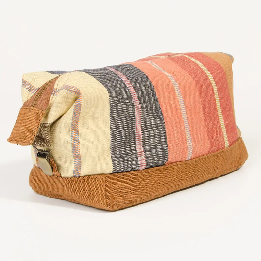 Hand Woven Toiletry Bag | Wide Caramel Stripes