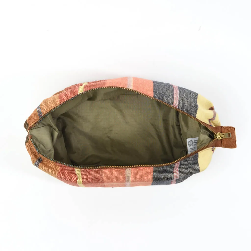 Hand Woven Toiletry Bag | Wide Caramel Stripes