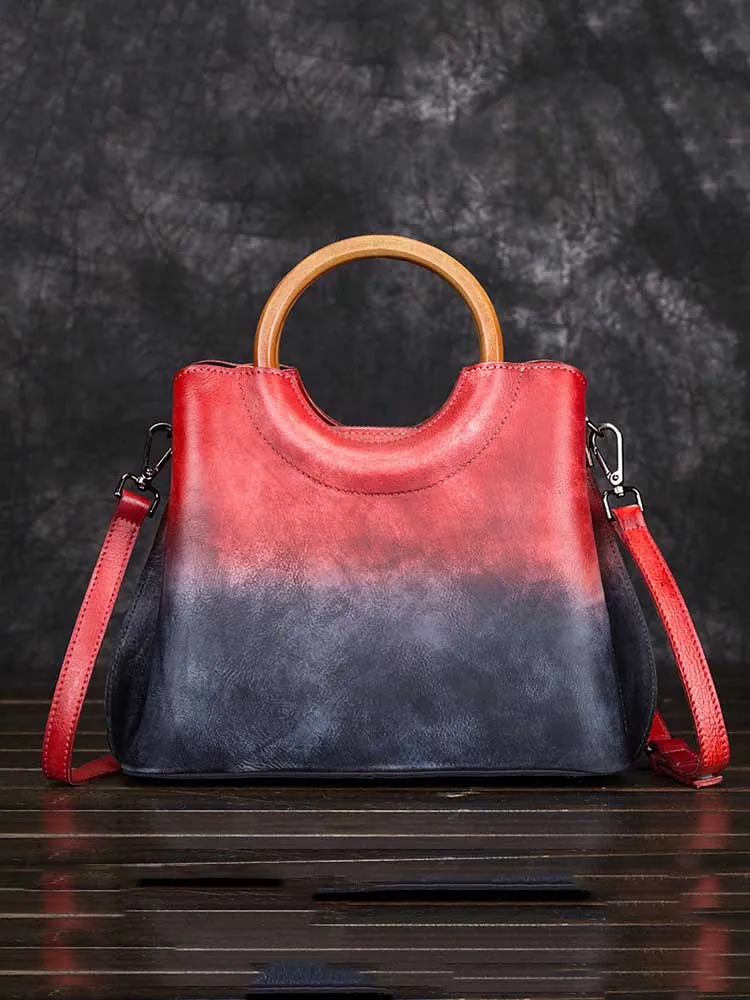 Handmade Retro Wipe Cowhide Cross Body Bag