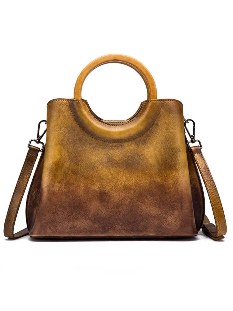 Handmade Retro Wipe Cowhide Cross Body Bag