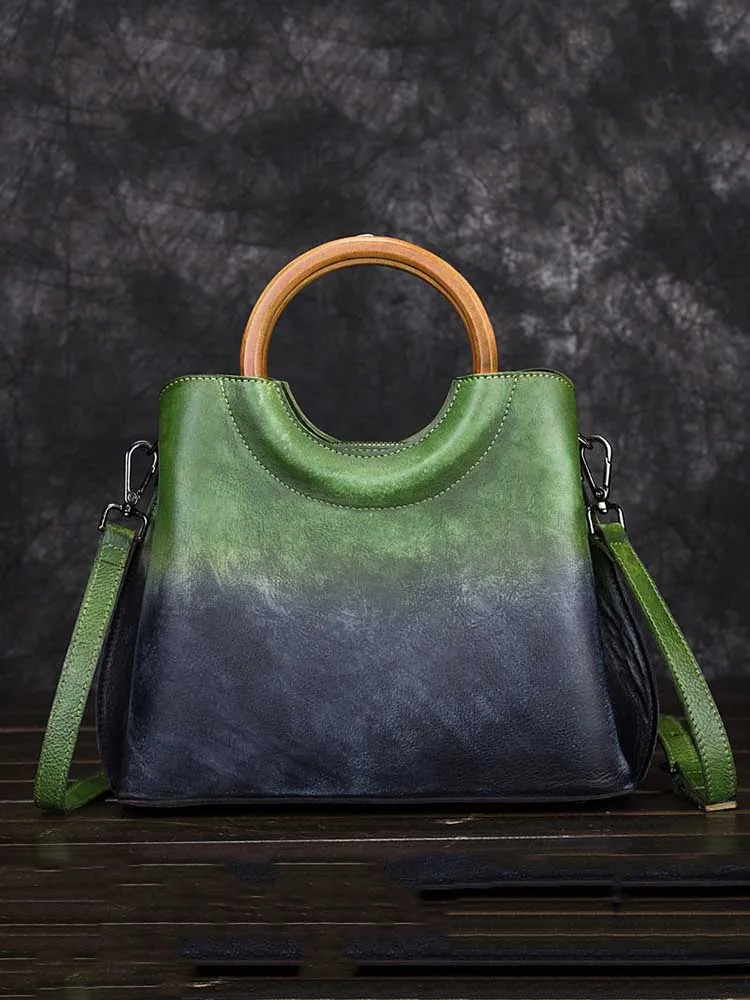 Handmade Retro Wipe Cowhide Cross Body Bag