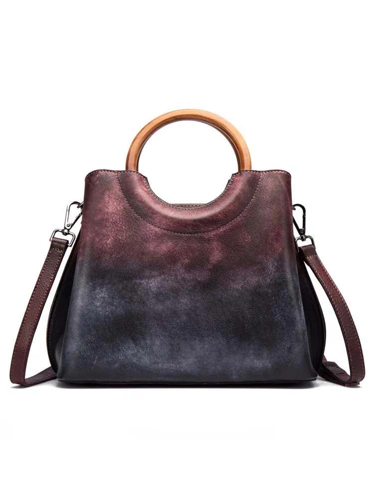 Handmade Retro Wipe Cowhide Cross Body Bag