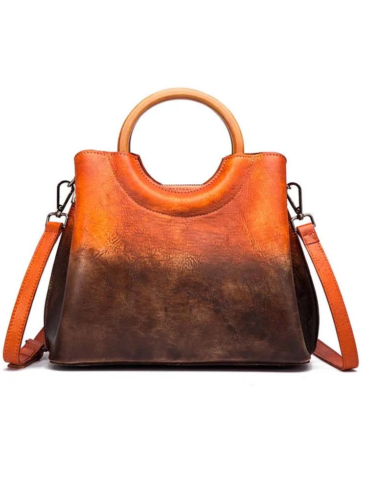 Handmade Retro Wipe Cowhide Cross Body Bag