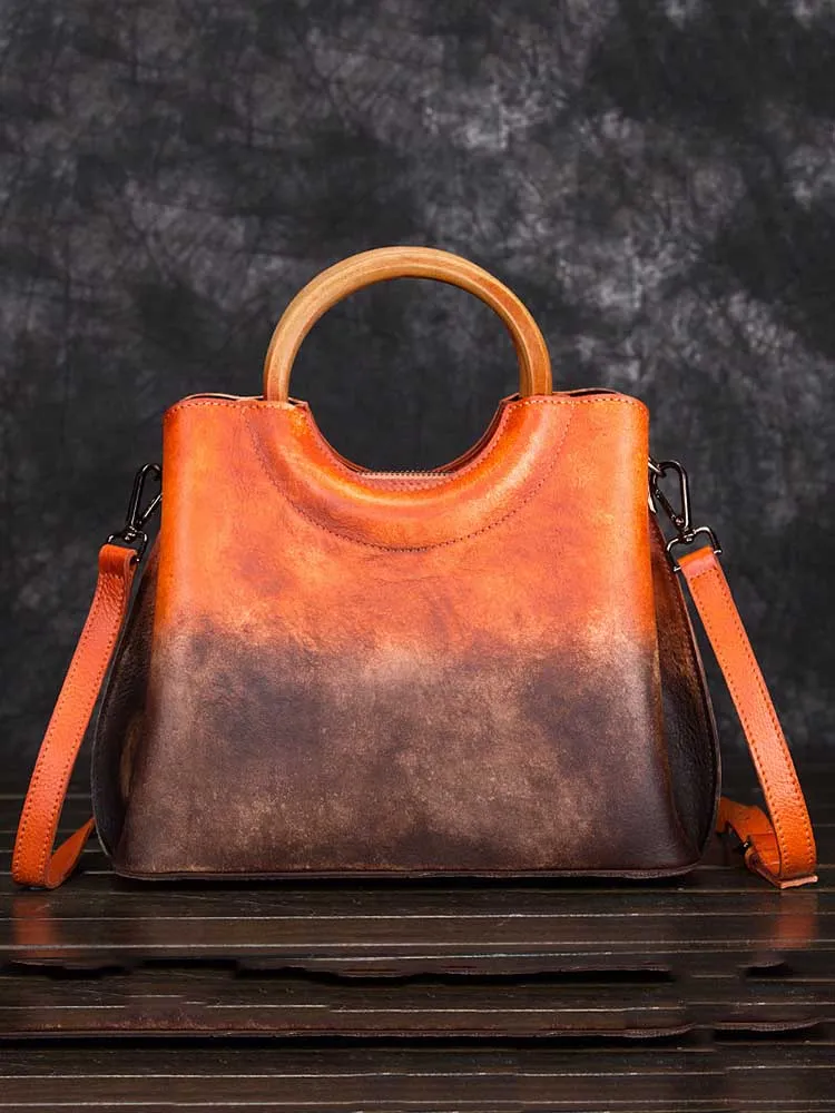 Handmade Retro Wipe Cowhide Cross Body Bag