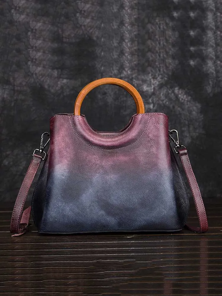 Handmade Retro Wipe Cowhide Cross Body Bag