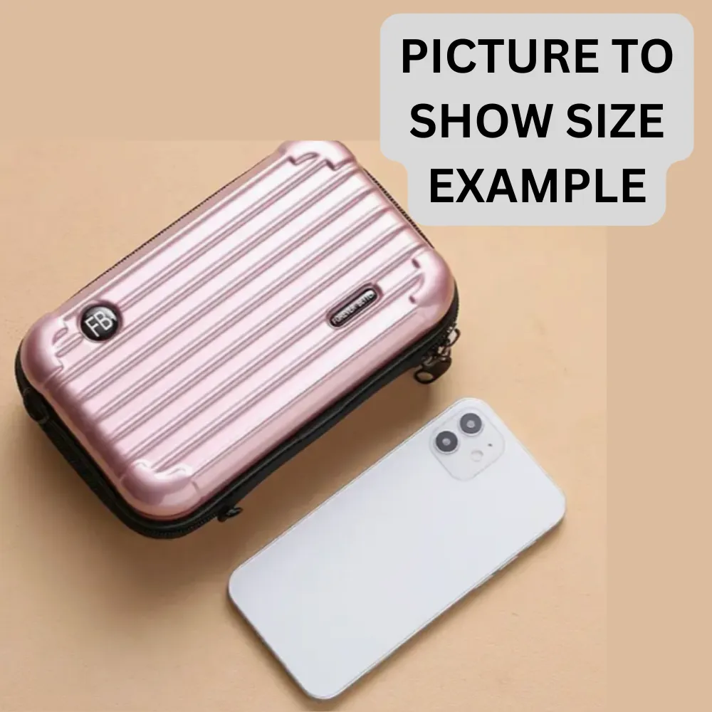 Hardshell Light Weight Suitcase Design, Striped Pattern, Double Zippered Crossbody/Shoulder Bag
