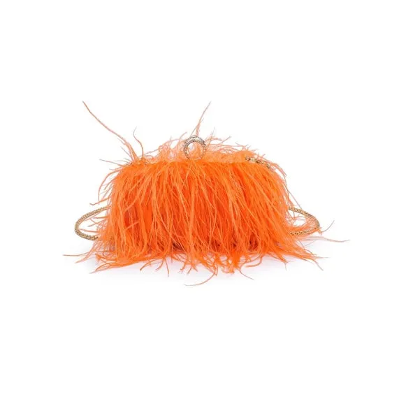 Harlow feather evening bag: Orange