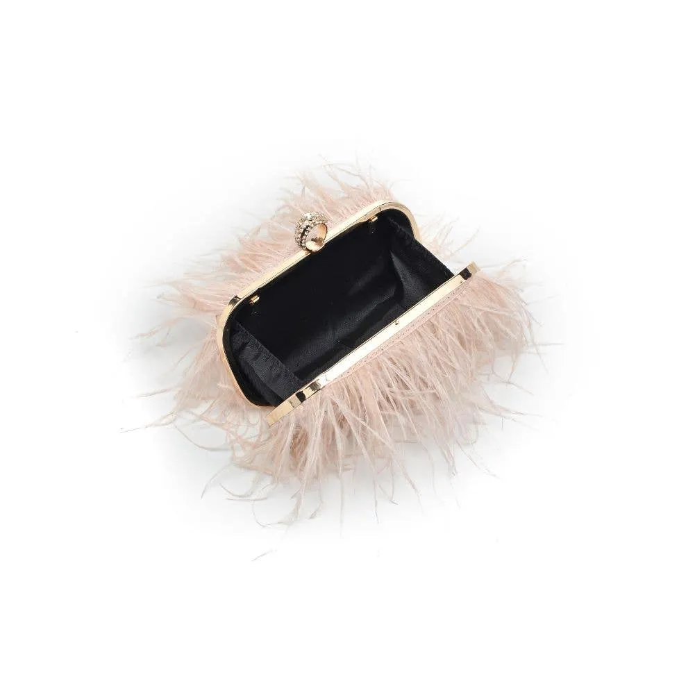 Harlow feather evening bag: Soft Pink