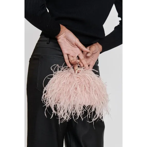 Harlow feather evening bag: Soft Pink