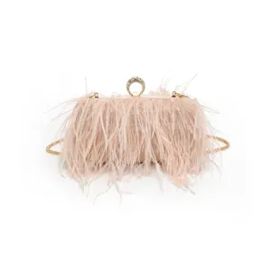 Harlow feather evening bag: Soft Pink