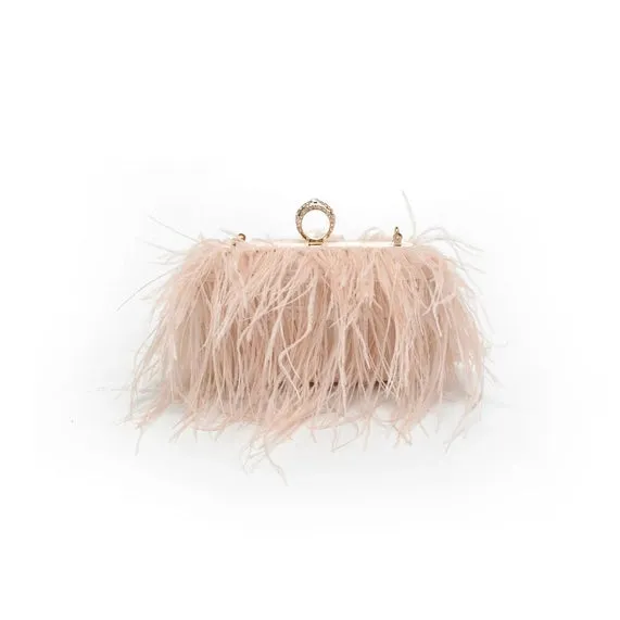 Harlow feather evening bag: Soft Pink