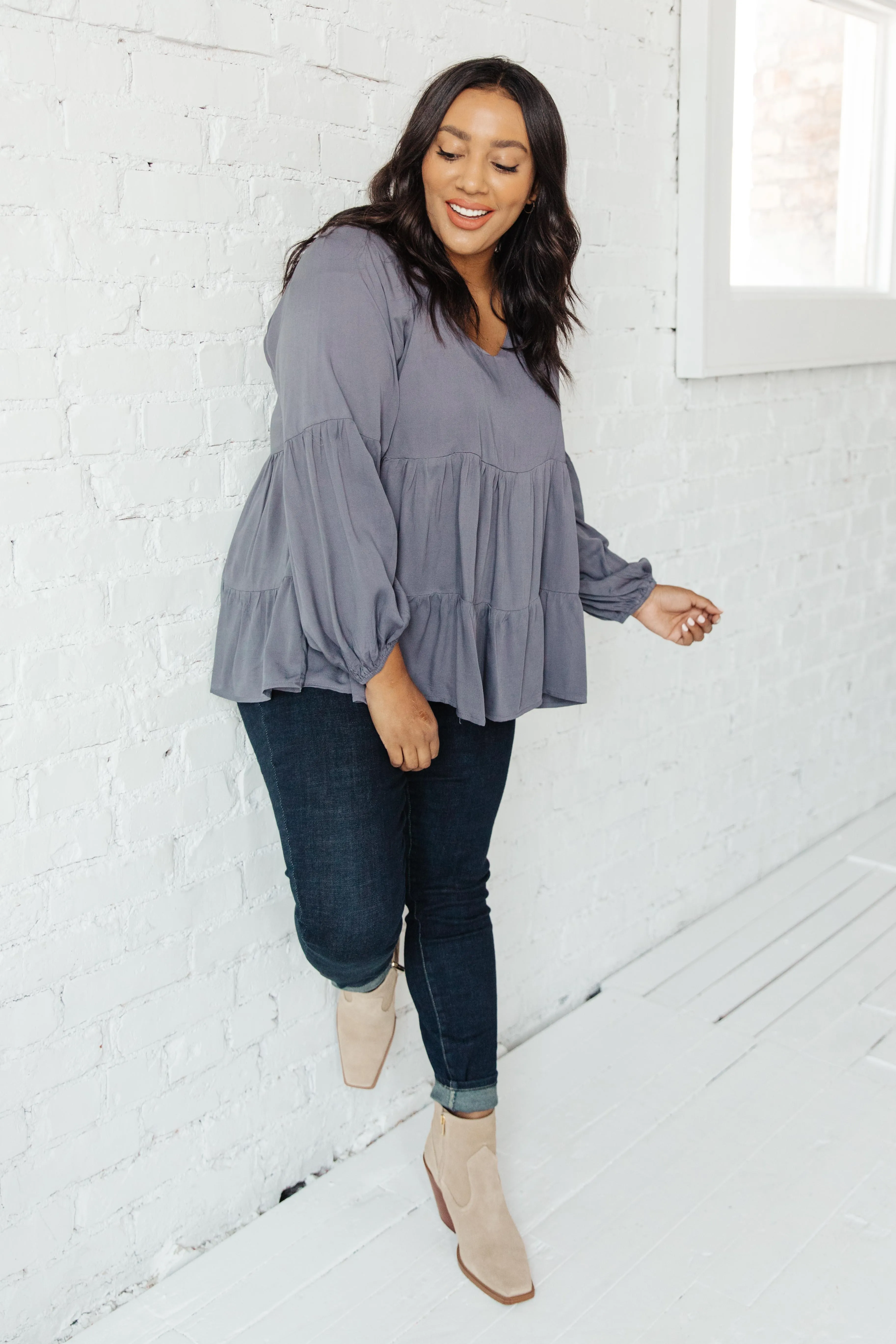 Hazel Blues® | Sassy Swing Top in Charcoal