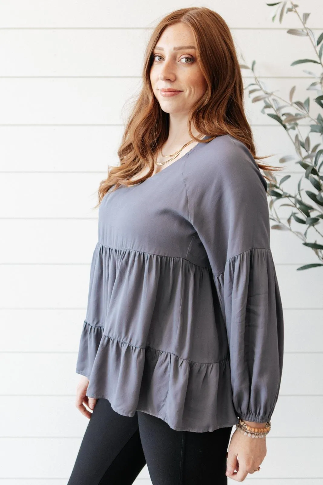 Hazel Blues® | Sassy Swing Top in Charcoal