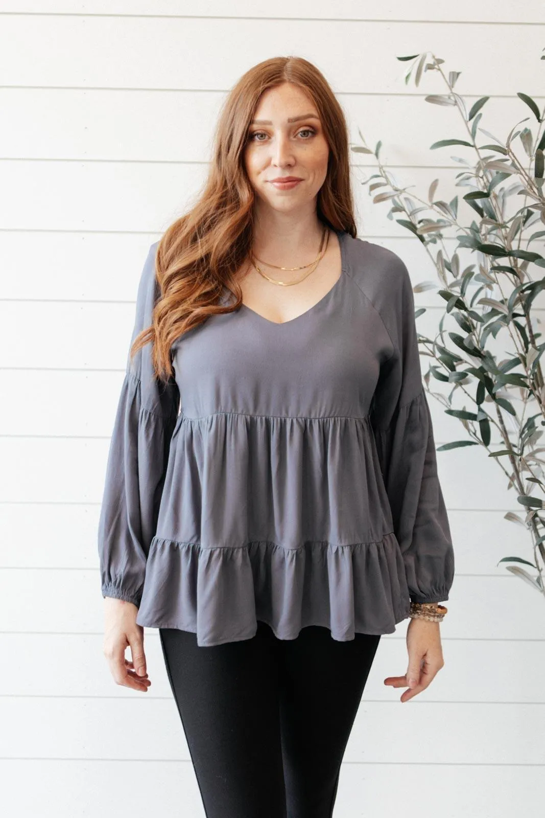 Hazel Blues® | Sassy Swing Top in Charcoal