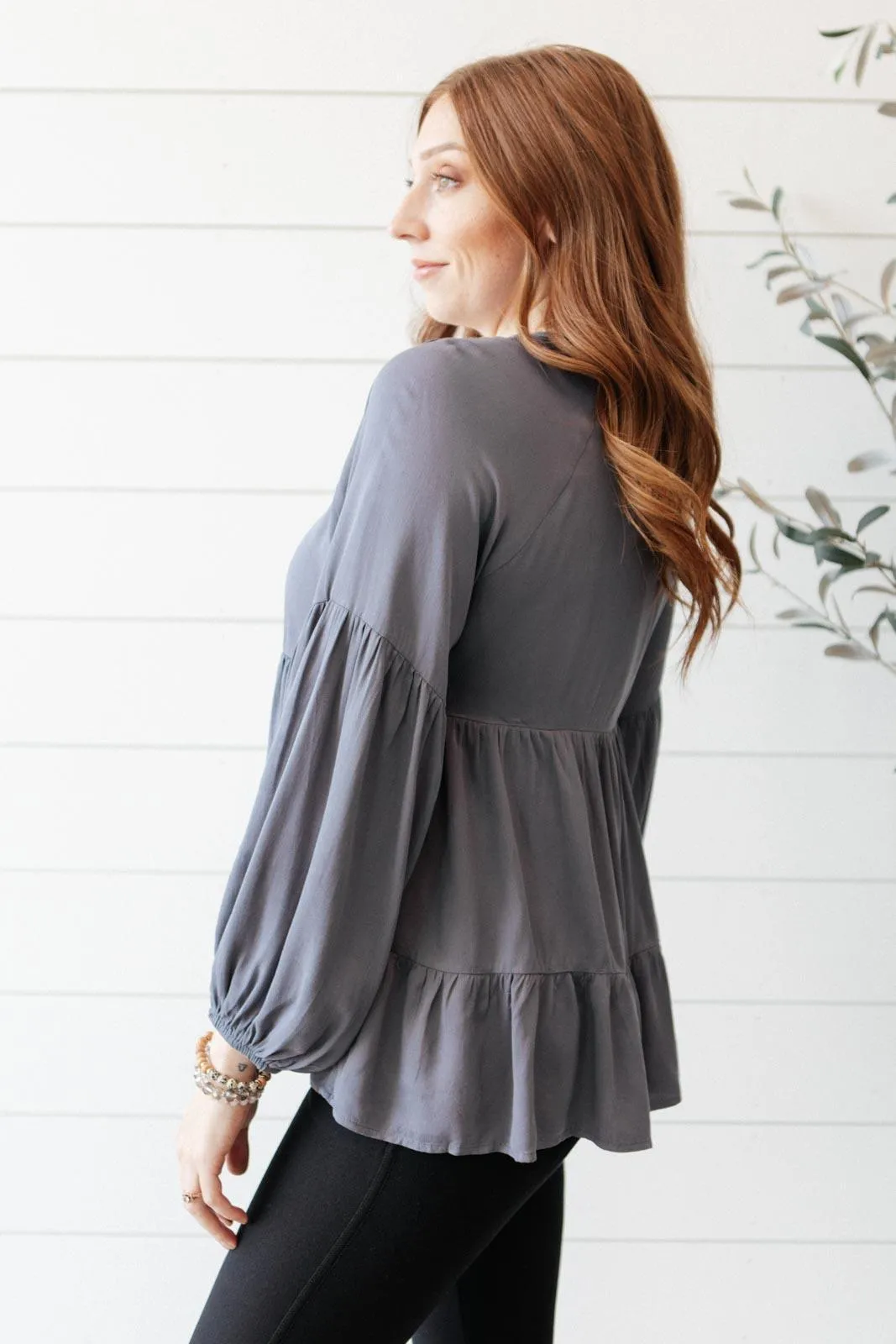 Hazel Blues® | Sassy Swing Top in Charcoal