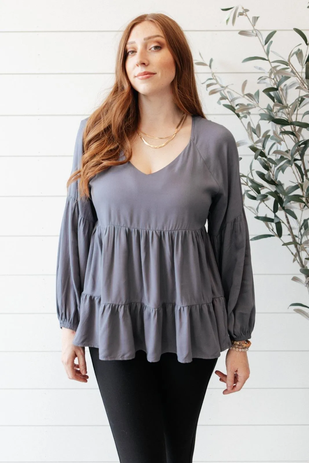 Hazel Blues® | Sassy Swing Top in Charcoal