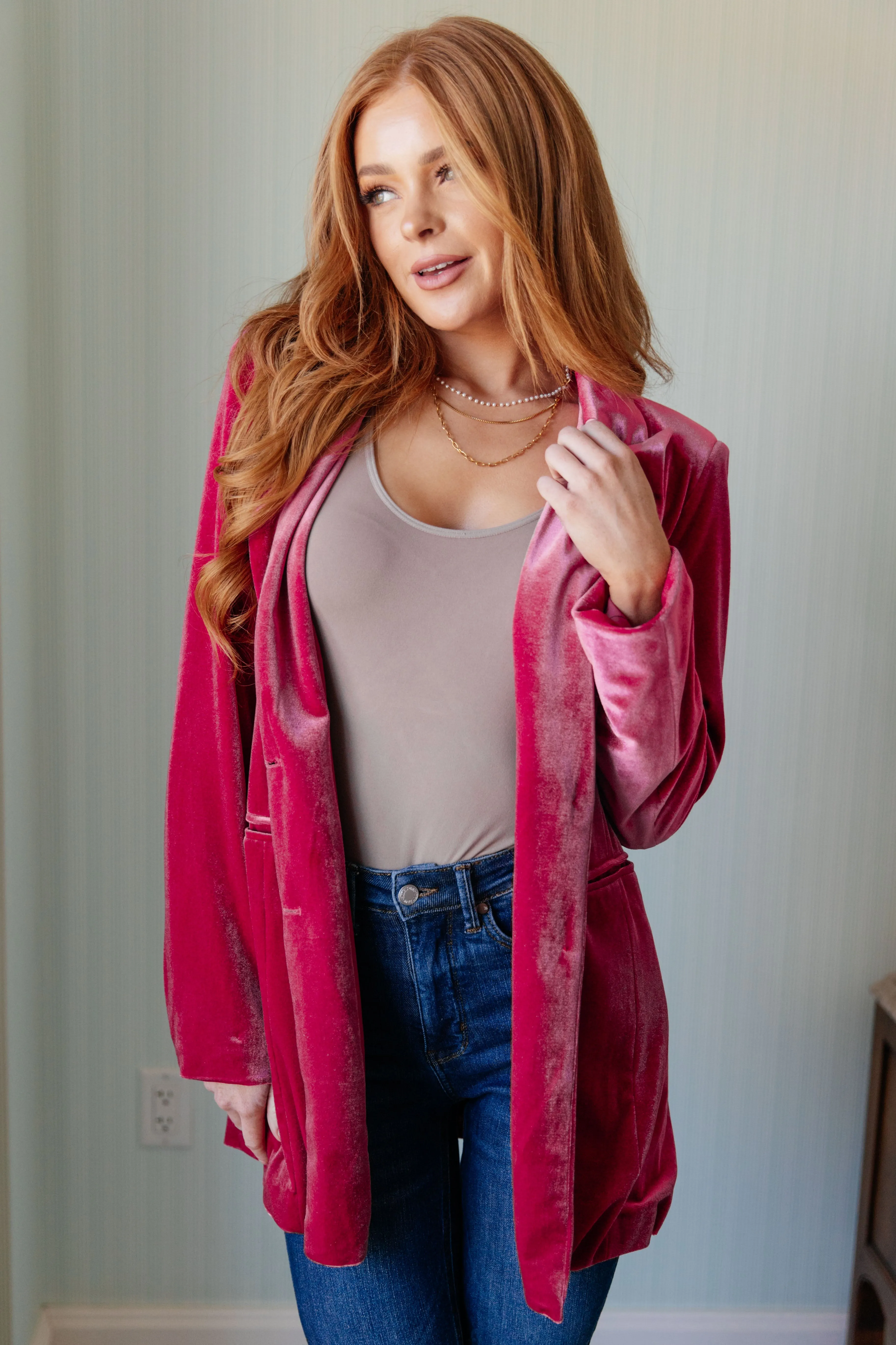 Hazel Blues® |  Verity Velvet Blazer