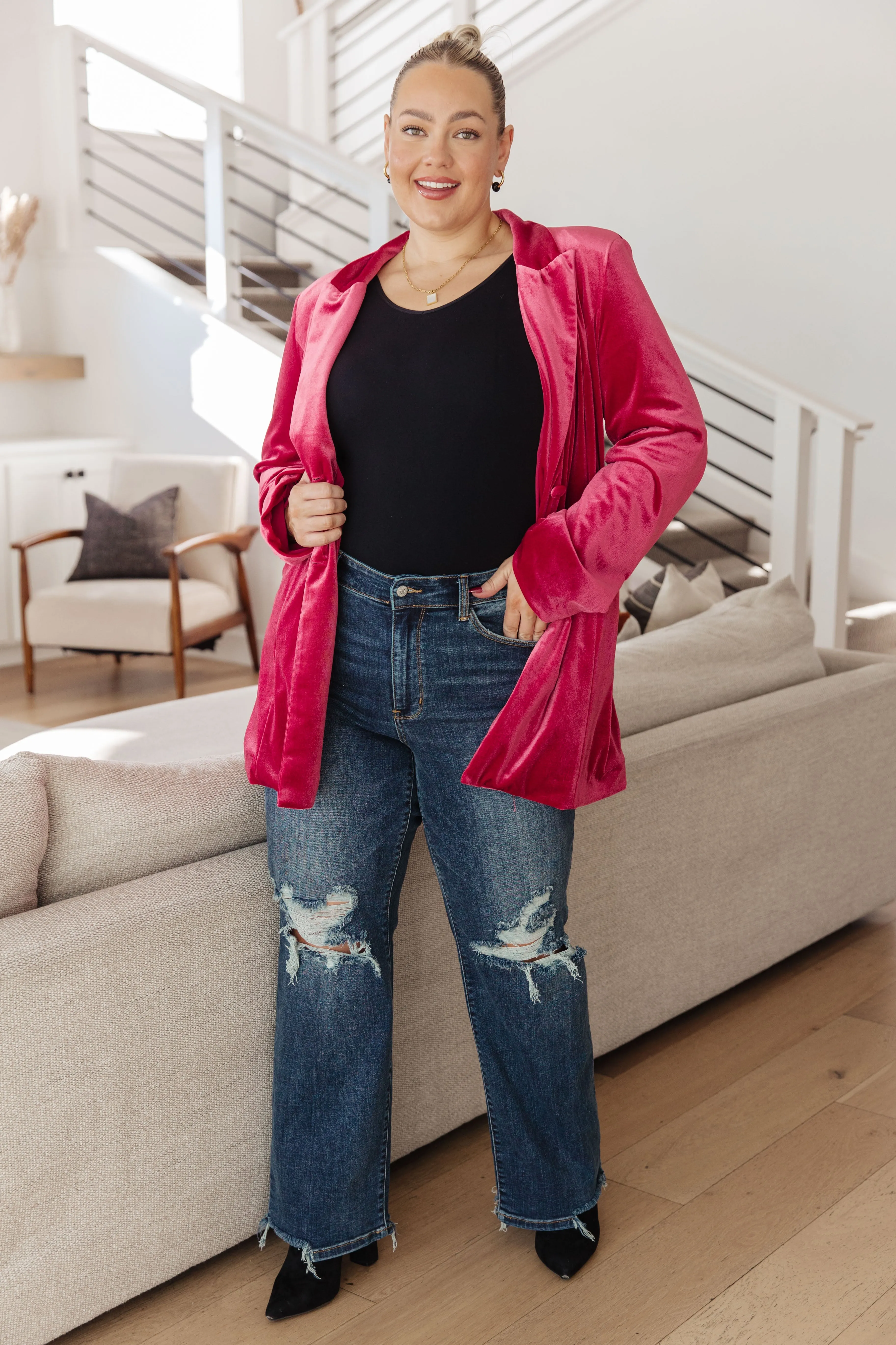 Hazel Blues® |  Verity Velvet Blazer