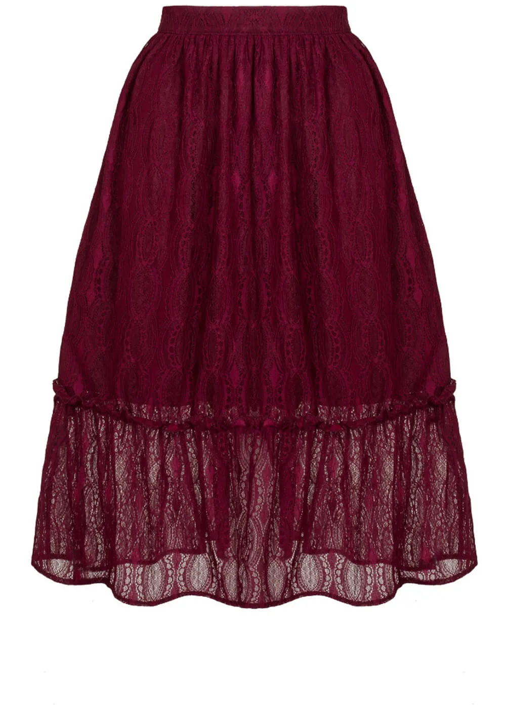 Hell Bunny Rhea Lace 70's Skirt Burgundy