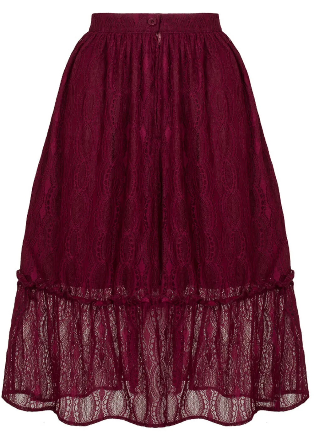 Hell Bunny Rhea Lace 70's Skirt Burgundy