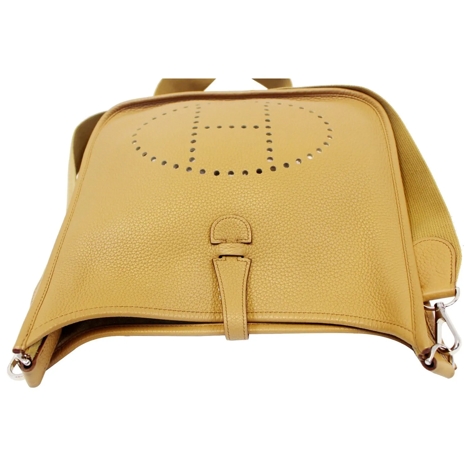 HERMES Evelyne PM Clemence Leather Shoulder Crossbody Bag Beige