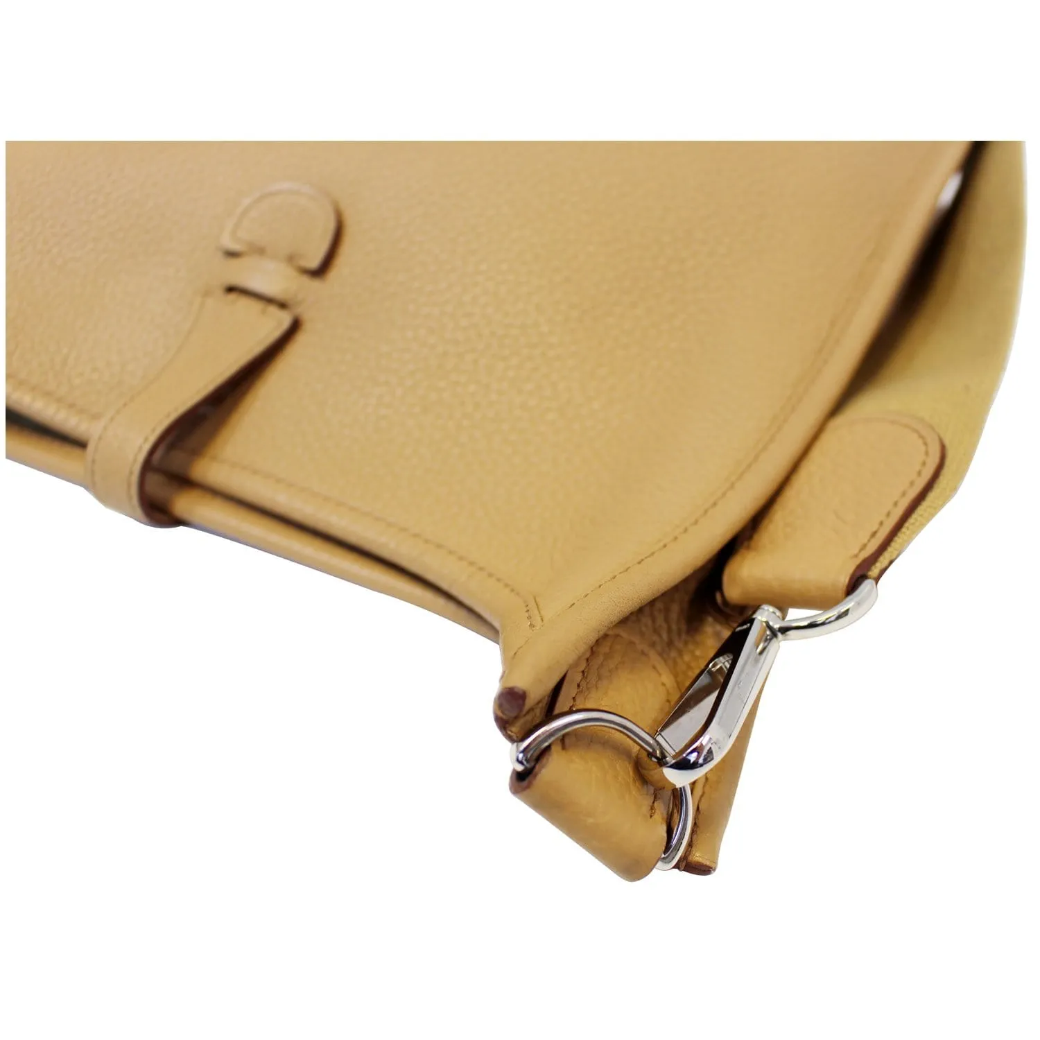 HERMES Evelyne PM Clemence Leather Shoulder Crossbody Bag Beige
