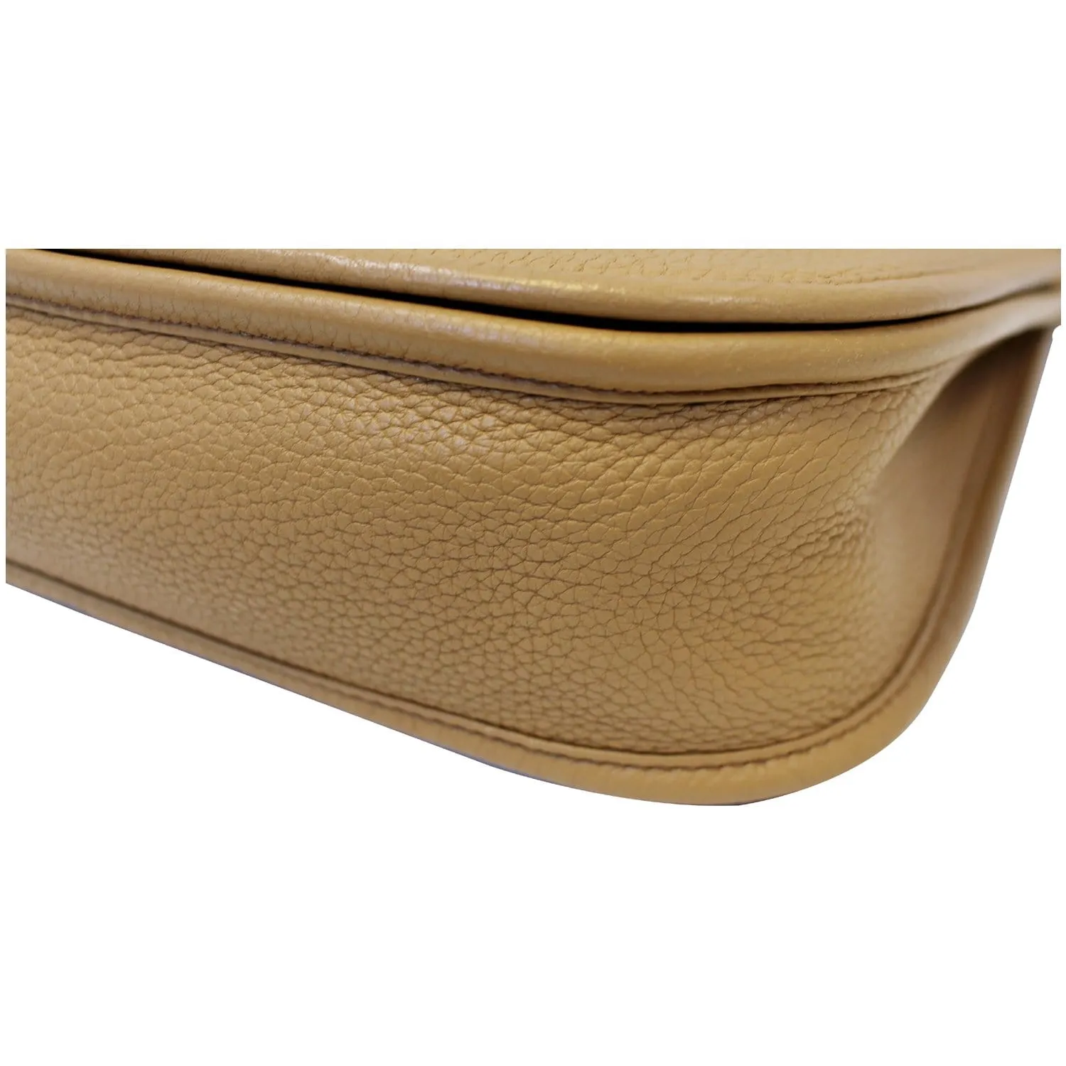 HERMES Evelyne PM Clemence Leather Shoulder Crossbody Bag Beige