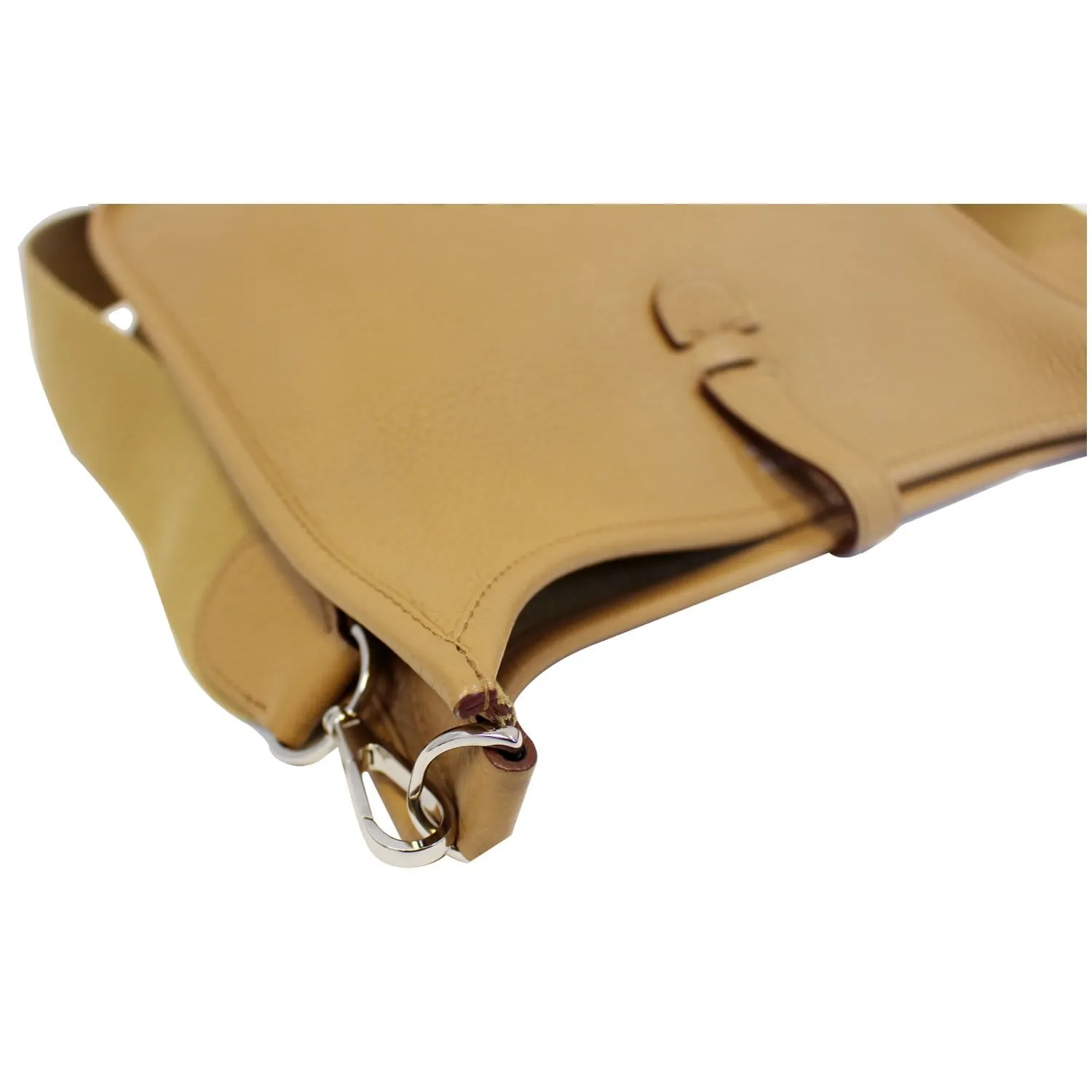 HERMES Evelyne PM Clemence Leather Shoulder Crossbody Bag Beige
