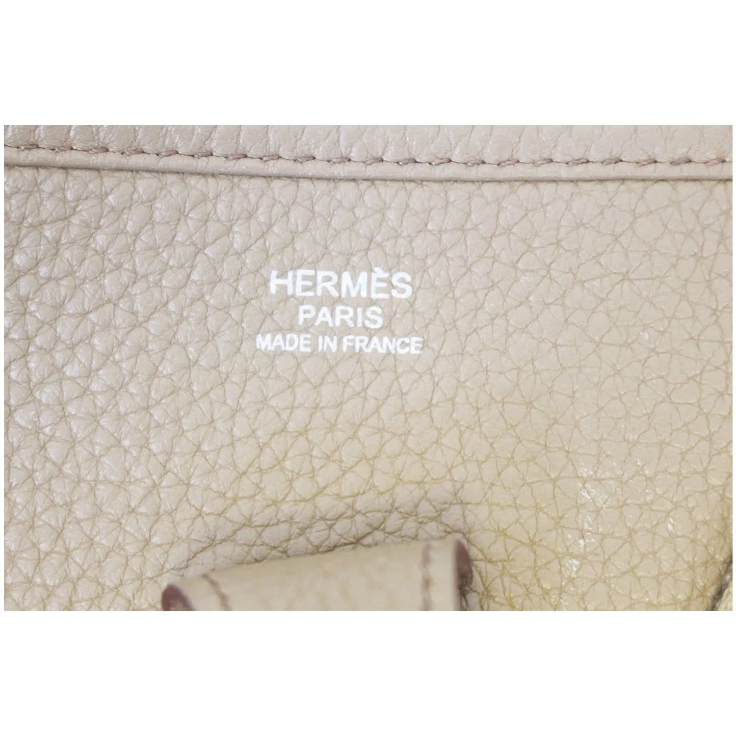 HERMES Evelyne PM Clemence Leather Shoulder Crossbody Bag Beige