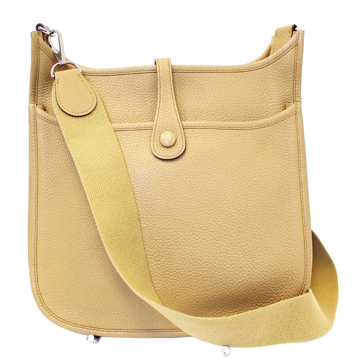 HERMES Evelyne PM Clemence Leather Shoulder Crossbody Bag Beige