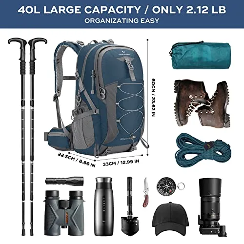 Hiking Backpack,Camping Backpack,40L Waterproof Hiking Daypack w/ Rain Cover