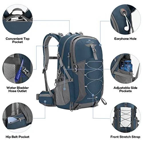 Hiking Backpack,Camping Backpack,40L Waterproof Hiking Daypack w/ Rain Cover