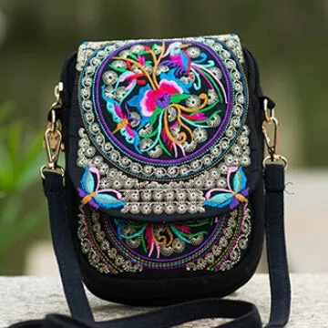 Hmong Ethnic Boho Hobo Embroidery Shoppers Bag Women's Shoulder Brand Messenger Bags Logo Indian Thailand Embroidered Handbag