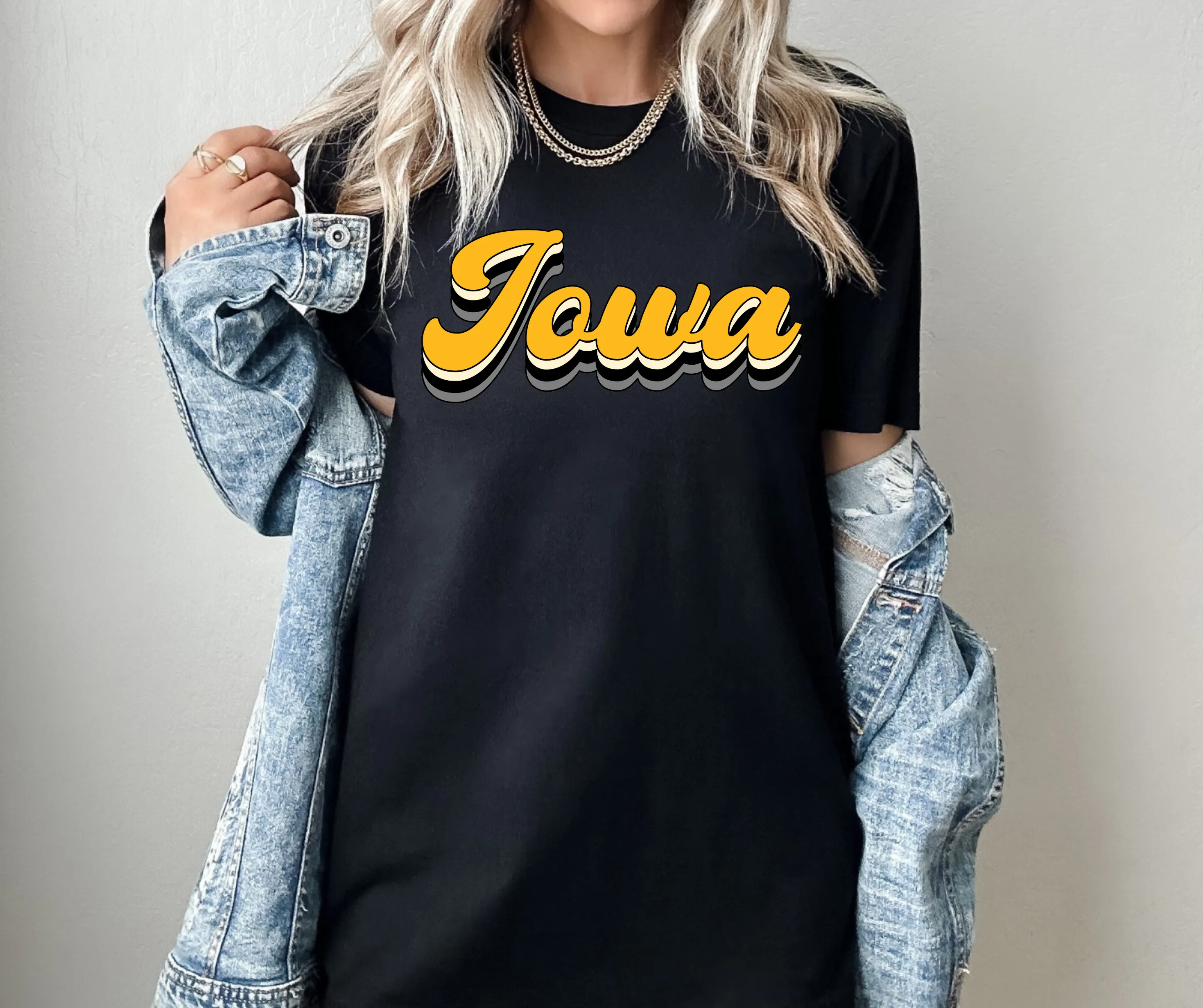 Iowa Retro Script Black Graphic Tee