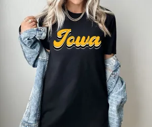 Iowa Retro Script Black Graphic Tee
