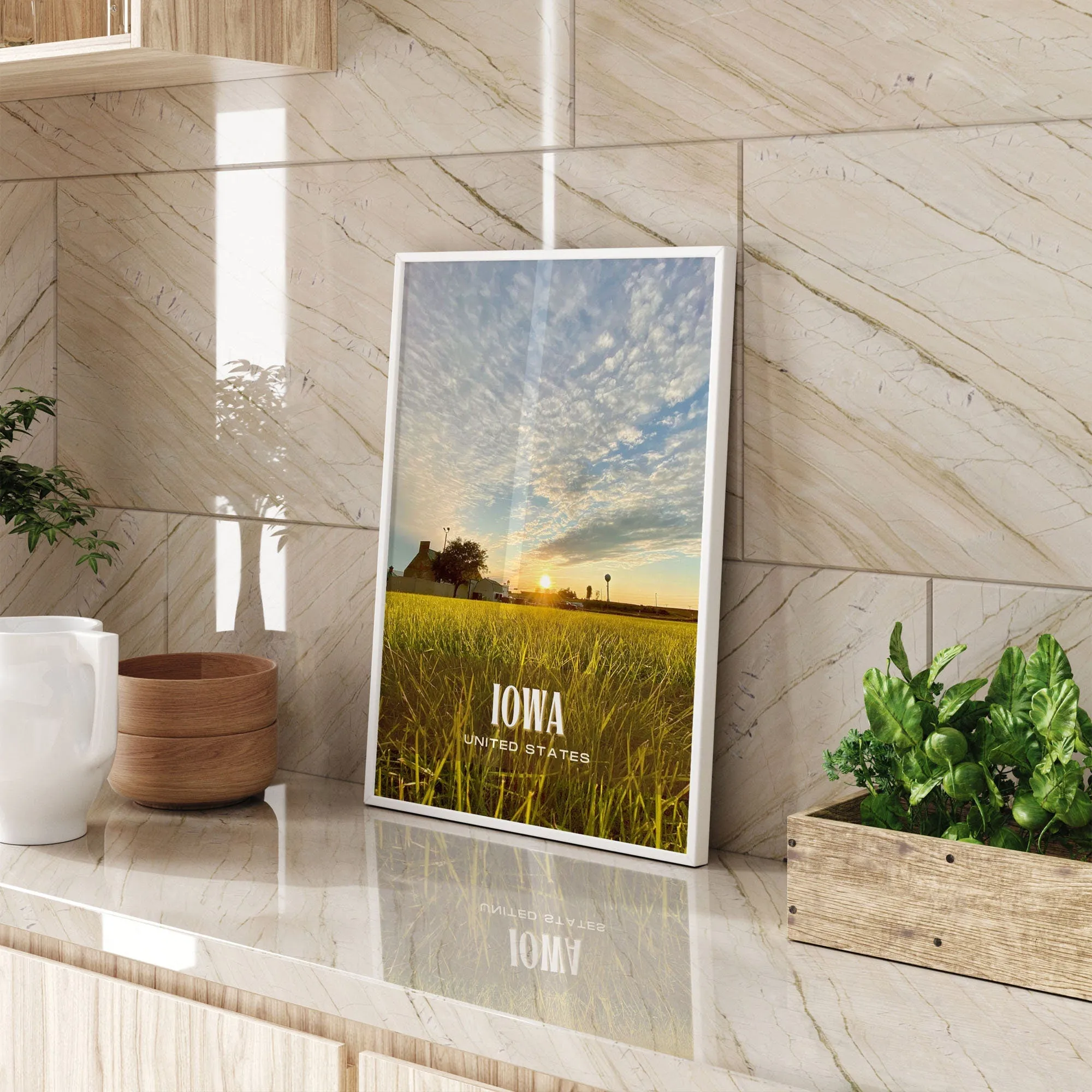 Iowa Retro Wall Art, USA
