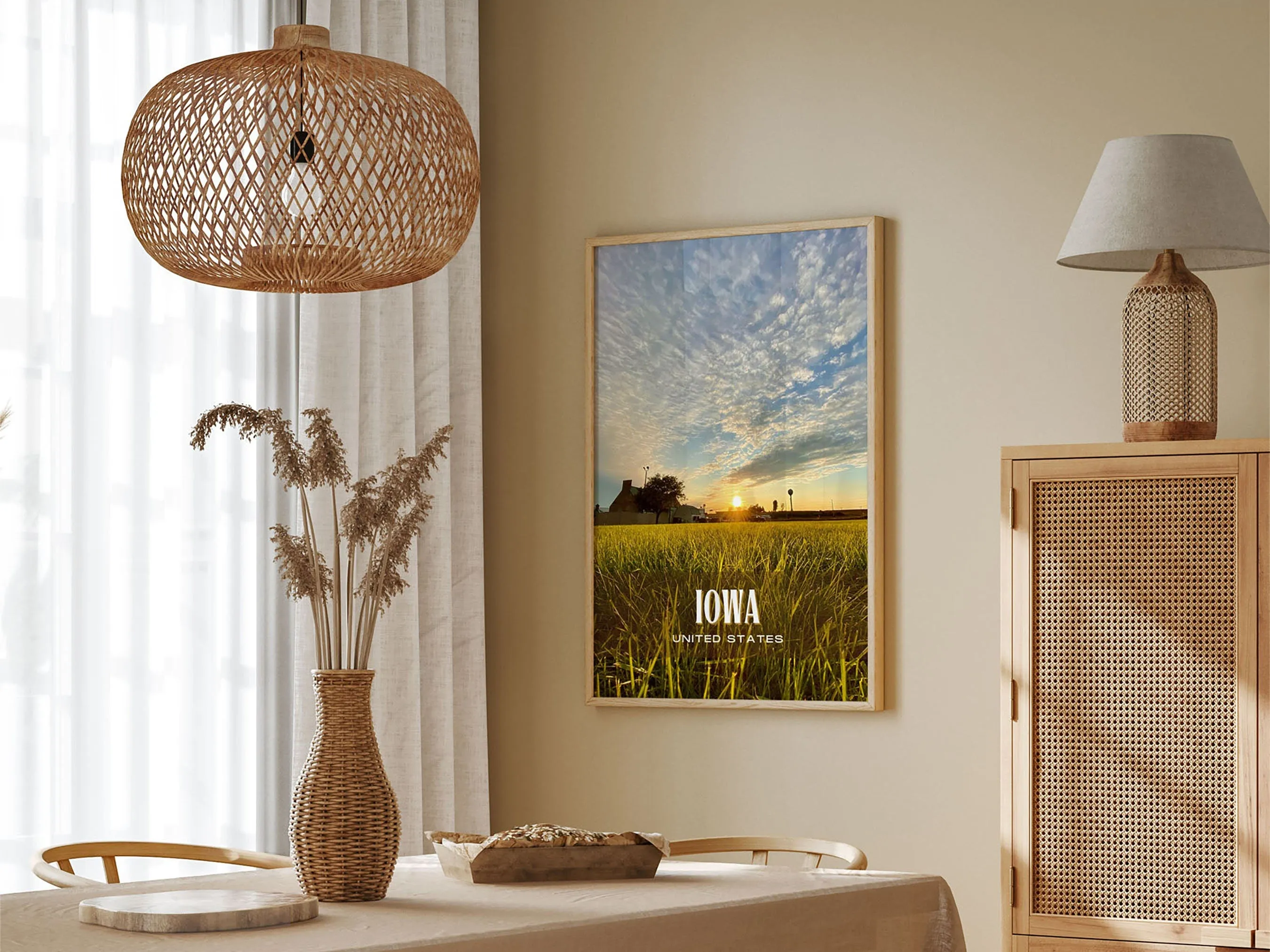 Iowa Retro Wall Art, USA