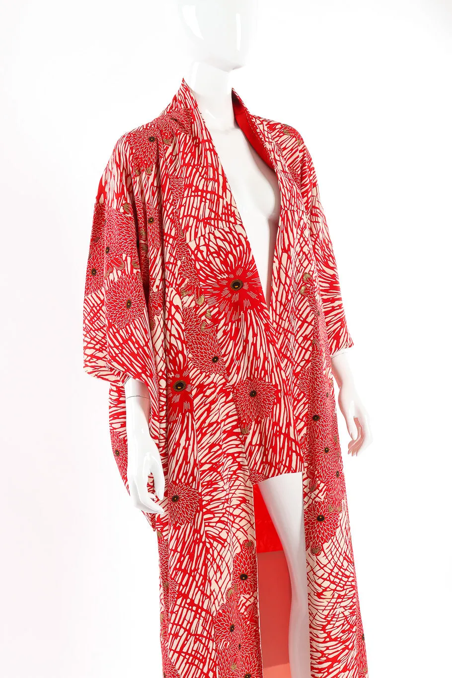 Japanese Red Winter Floral Kimono