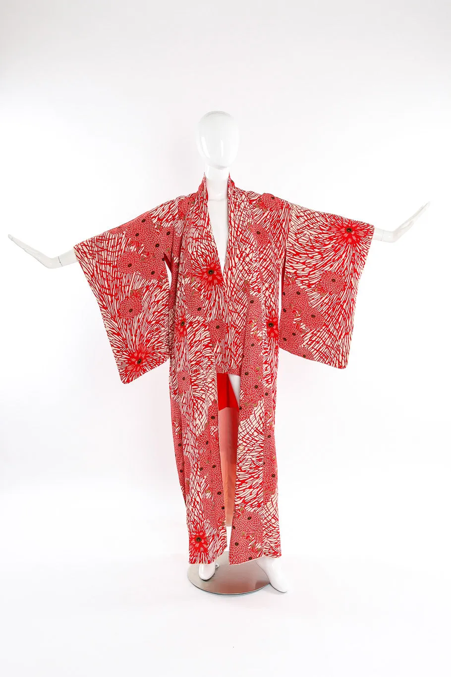 Japanese Red Winter Floral Kimono