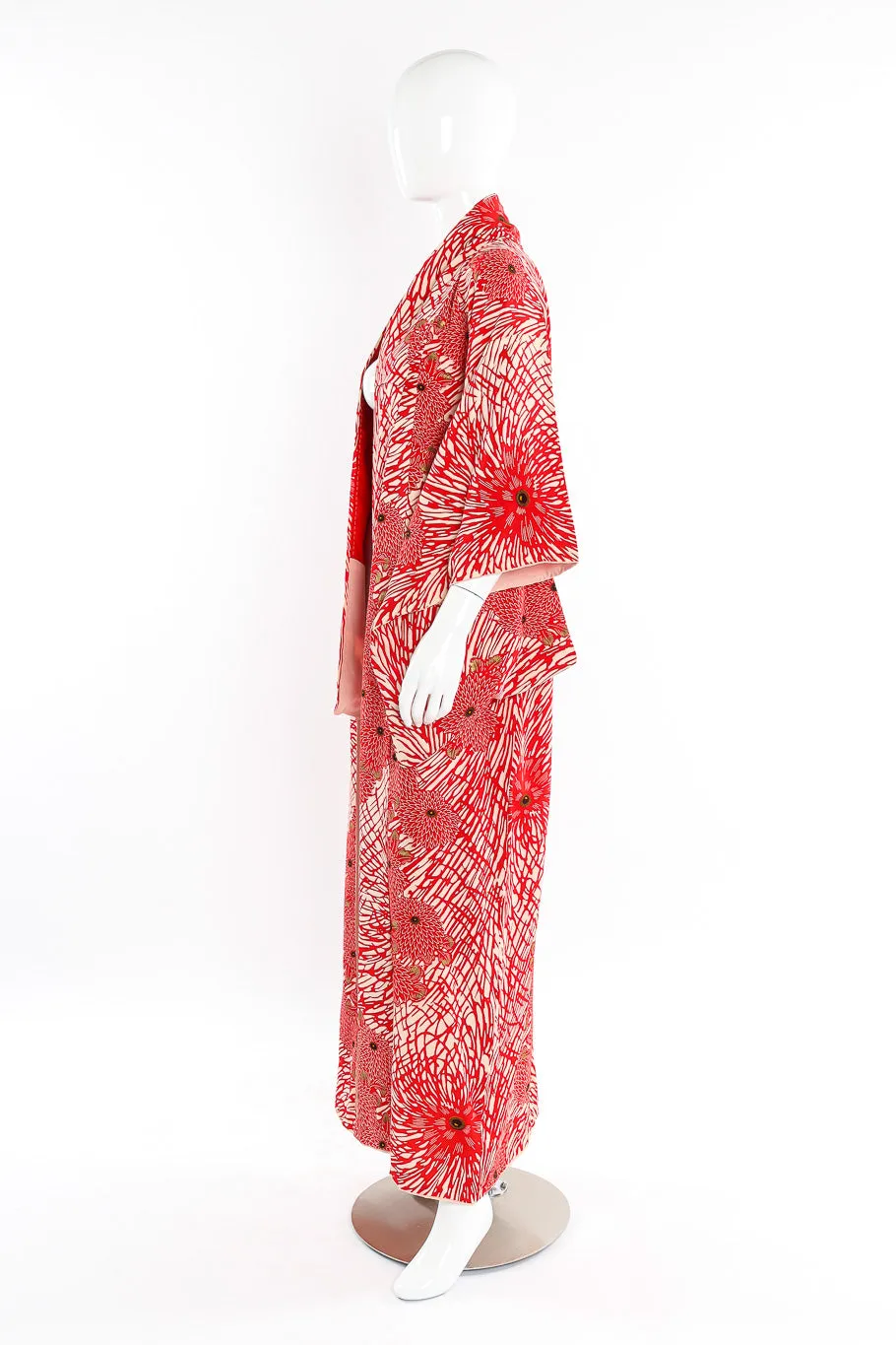 Japanese Red Winter Floral Kimono
