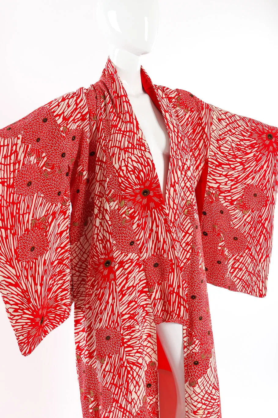 Japanese Red Winter Floral Kimono