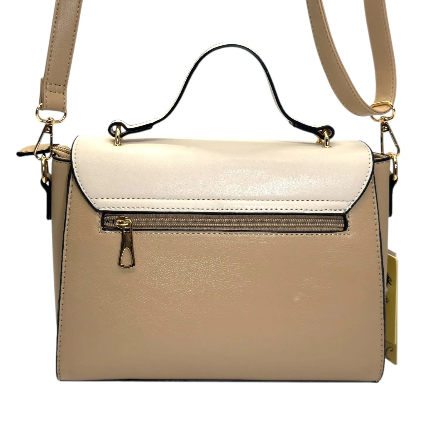 JOLENE COUTURE C2083 Vegan Convertible Crossbody - Taupe & Cream NEW w/Tags