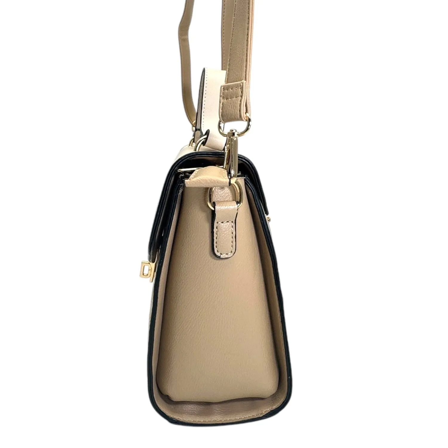 JOLENE COUTURE C2083 Vegan Convertible Crossbody - Taupe & Cream NEW w/Tags
