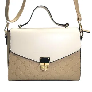 JOLENE COUTURE C2083 Vegan Convertible Crossbody - Taupe & Cream NEW w/Tags