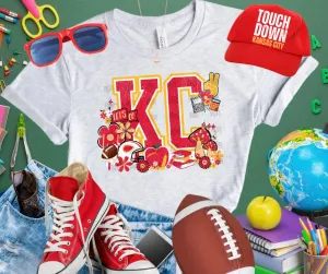 KC Retro School Icons w/ Mushrooms Ash Tee